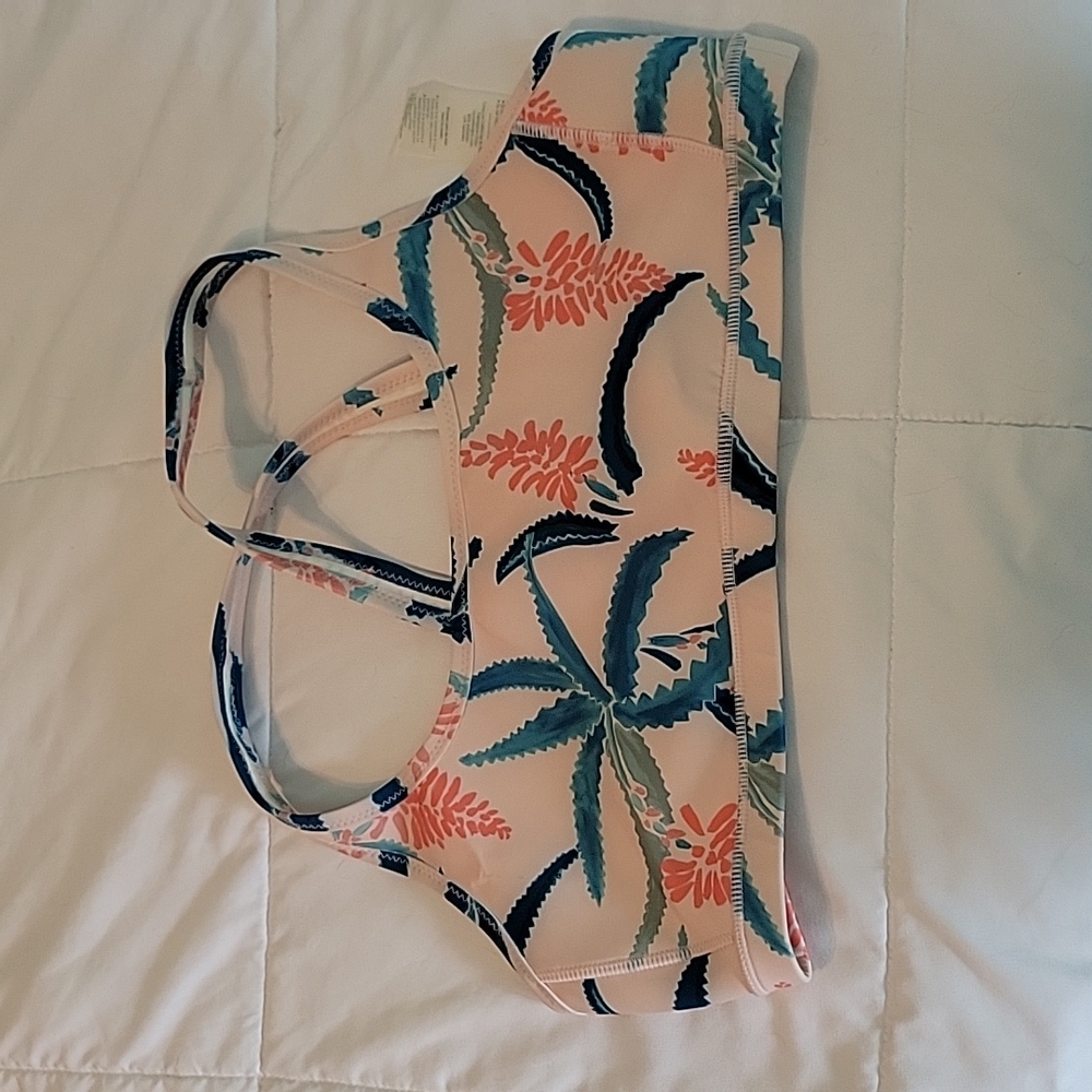 Carve Designs Pink Floral Bikini Top with Teal and Coral Print